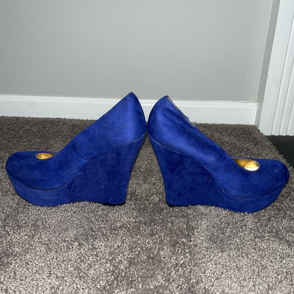 Blue Suede Wedges - Picture 8 of 9